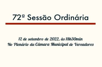 72ª Sessão Ordinária da 13ª Legislatura do 2º Período