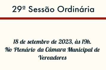 29ª Sessão Ordinária 